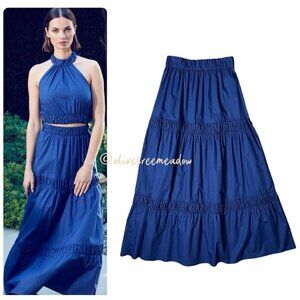 MISA Los Angeles Campos Blue Tiered Maxi Skirt Size Medium NWT